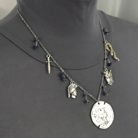 Athena Minerva Greek Roman Goddess Wisdom & War Handmade Necklace, Lapis Lazuli - Picture 9 of 15